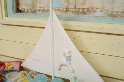 画像3: レア！50s 箱入り☆Karoff ビンテージ　ベビーナーサリージャー＆ヨットトレイセット☆