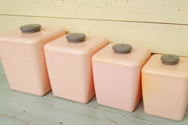 画像2: BURROUGHS☆ビンテージ　キャニスターセット☆ピンク (2)